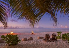 Denis private island sunset bonfire on the beach 1280