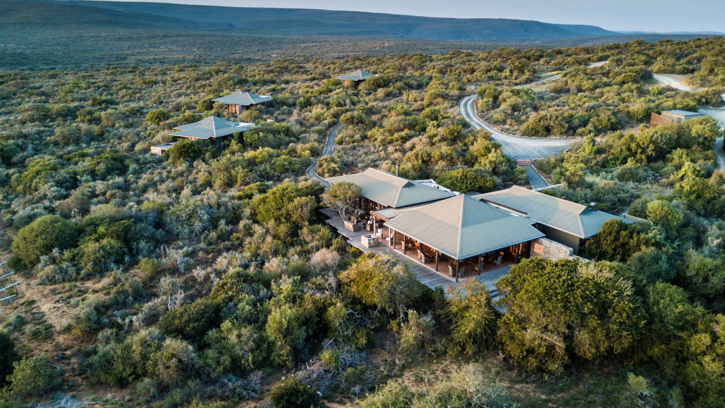 Kwandwe ecca lodge aerial view of the lodge 2400
