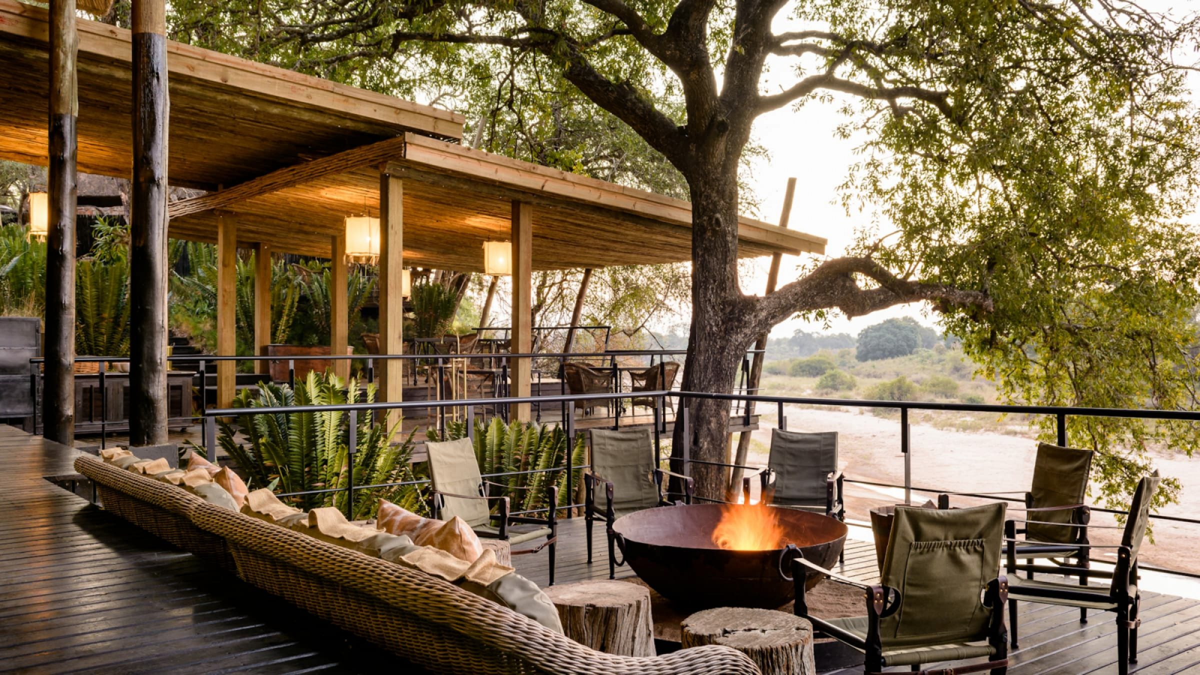 Singita ebony lodge fire pit and deck area 2400