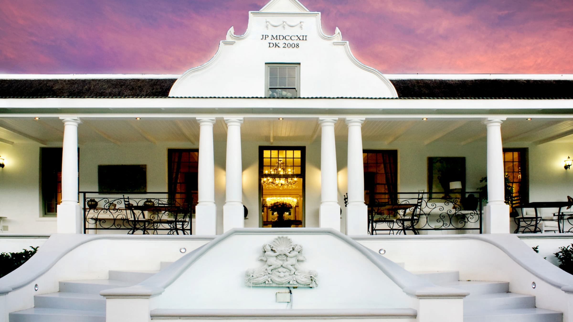 Grand dedale front entrance at sunset 2400