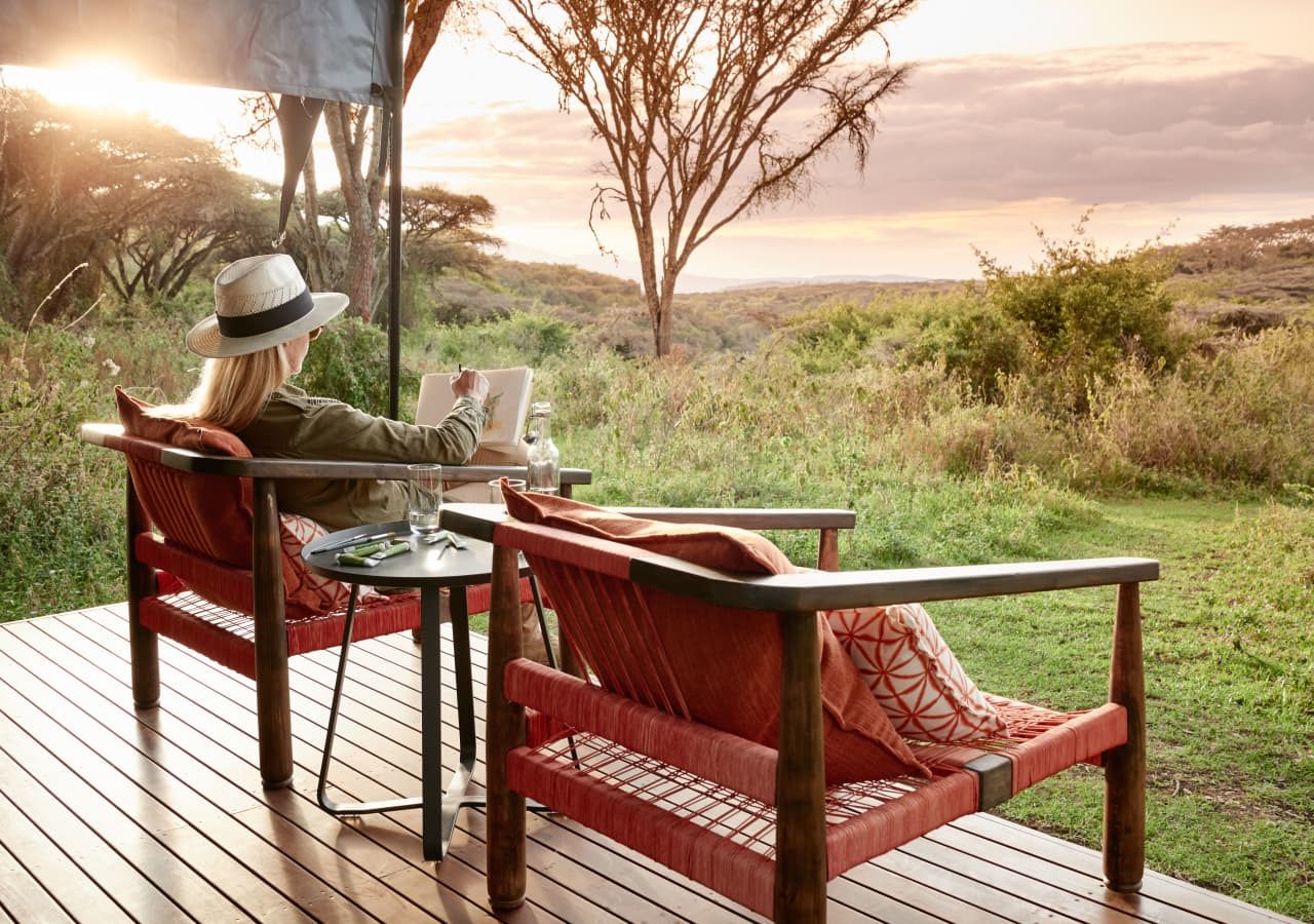 Sanctuary ngorongoro crater camp loungers on the guest suite verandah 1280