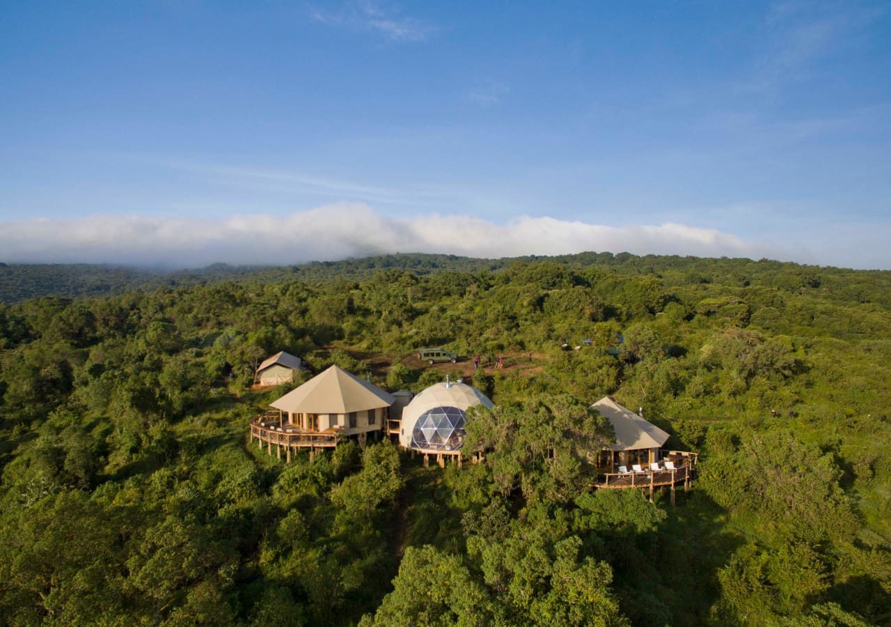 The highlands ngorongoro aerial view of main area and camp 1280