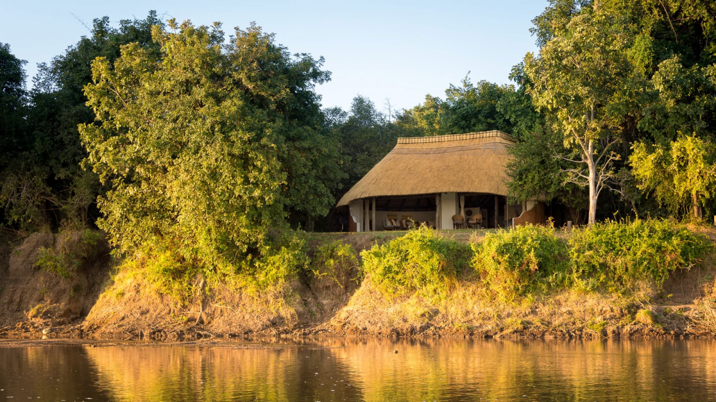Nkwali camp view of camp from the river 2400