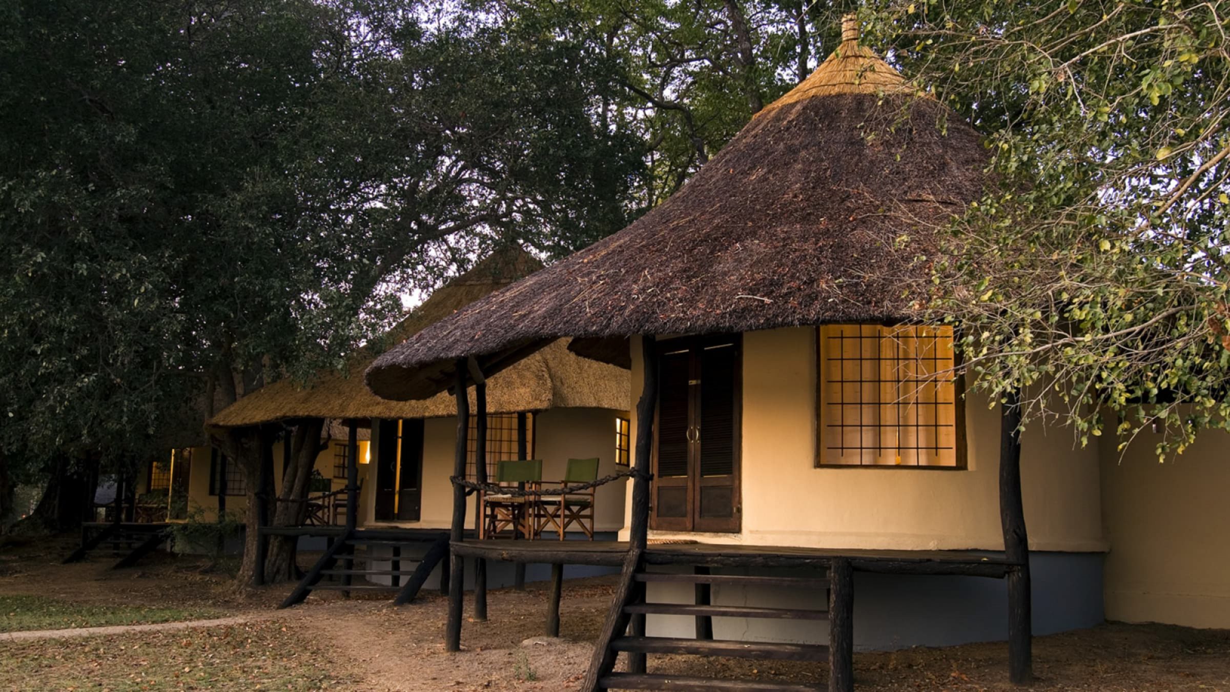 Nsefu camp exterior view of bedroom chalets 2400
