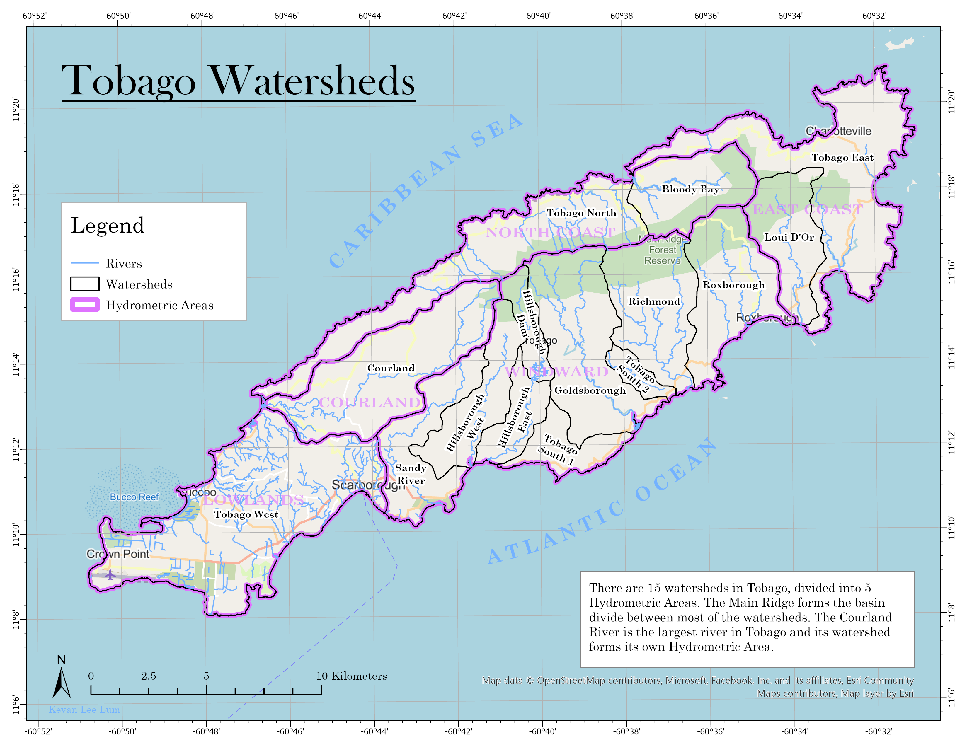 Tobago Watersheds Map