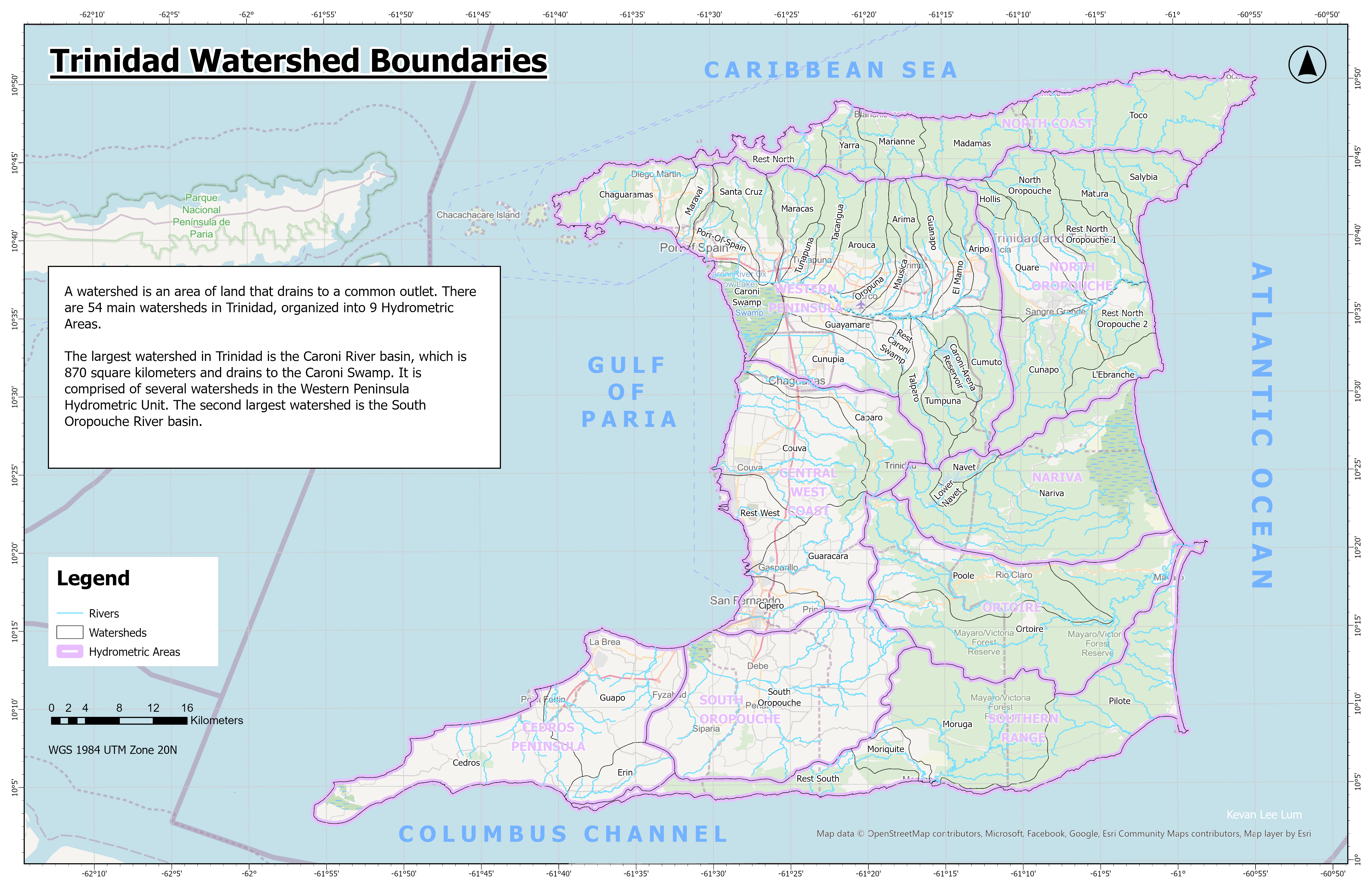 Trinidad Watersheds Map