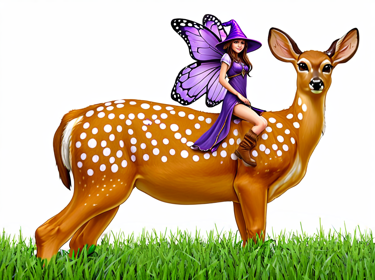 Portal Break Barbarian book 1 chapter 28 color image of Trixie riding her deer familiar.