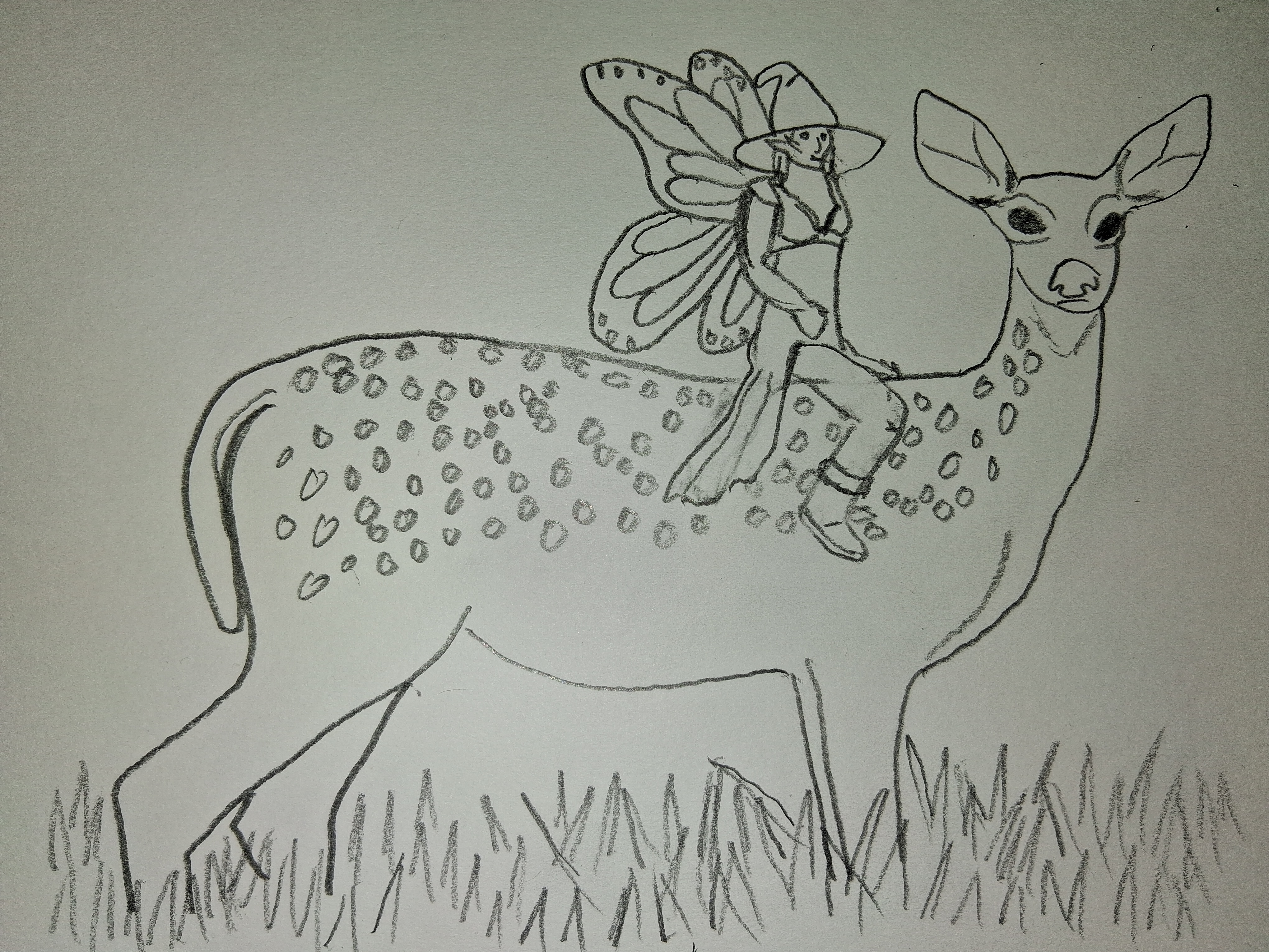 Portal Break Barbarian book 1 chapter 28 sketch of Trixie riding her deer familiar.