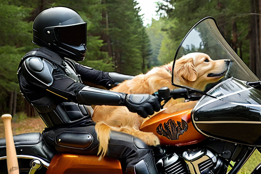 Portal Break Barbarian book 1 chapter 7 color image of Les and Buster on a motorcycle.