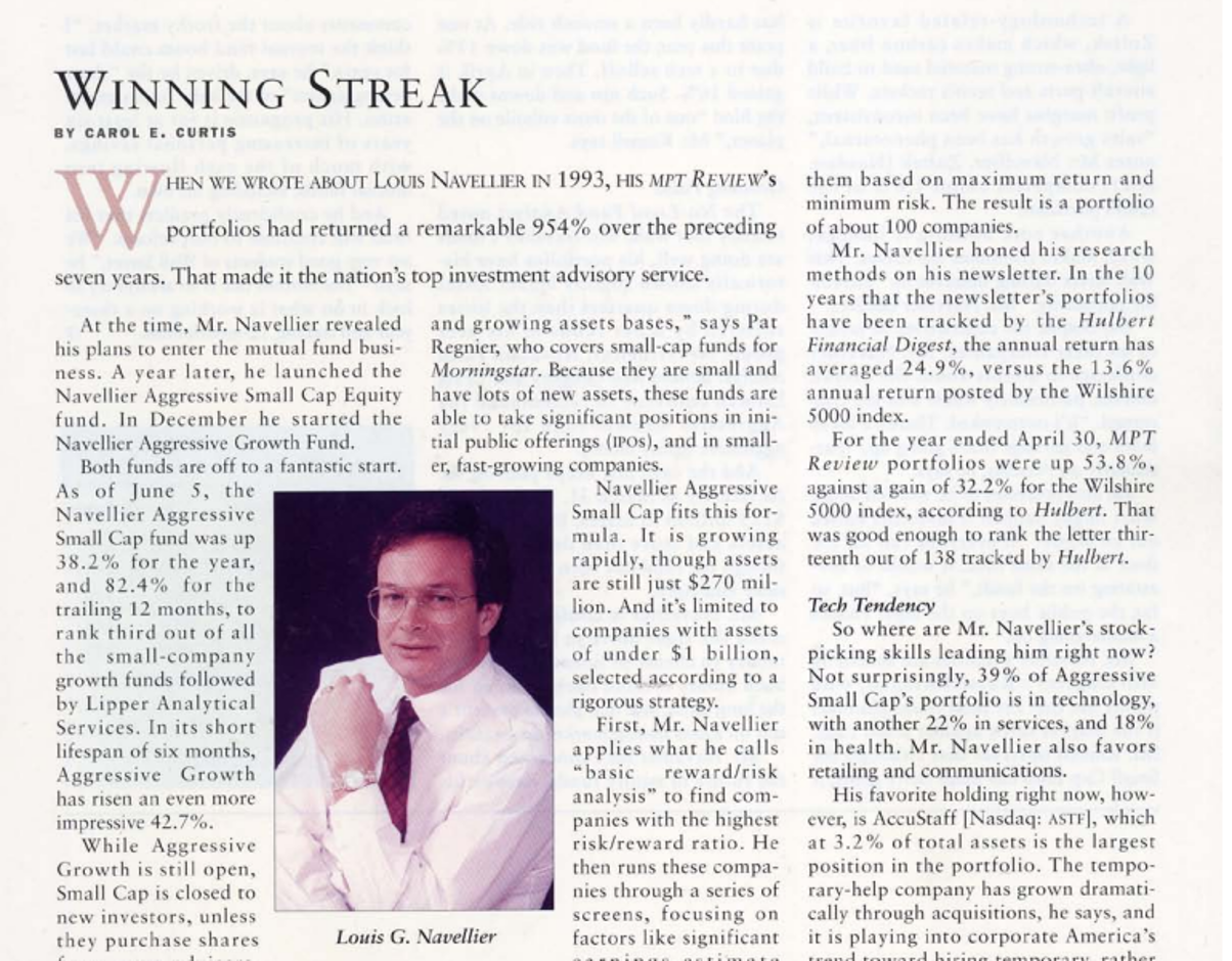 News Article, Louis Navellier - Louis Navellier Singularity Review