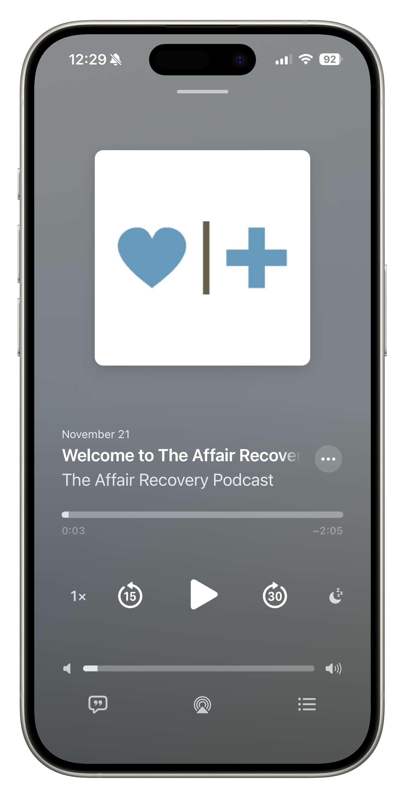 The Affair Recovery Podcast on a phone