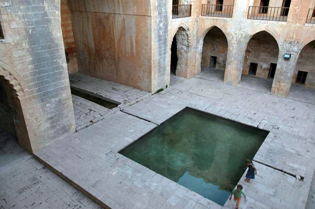 Kasim Pasa Medresesi Elevated view of madrasa courtyard showing pool