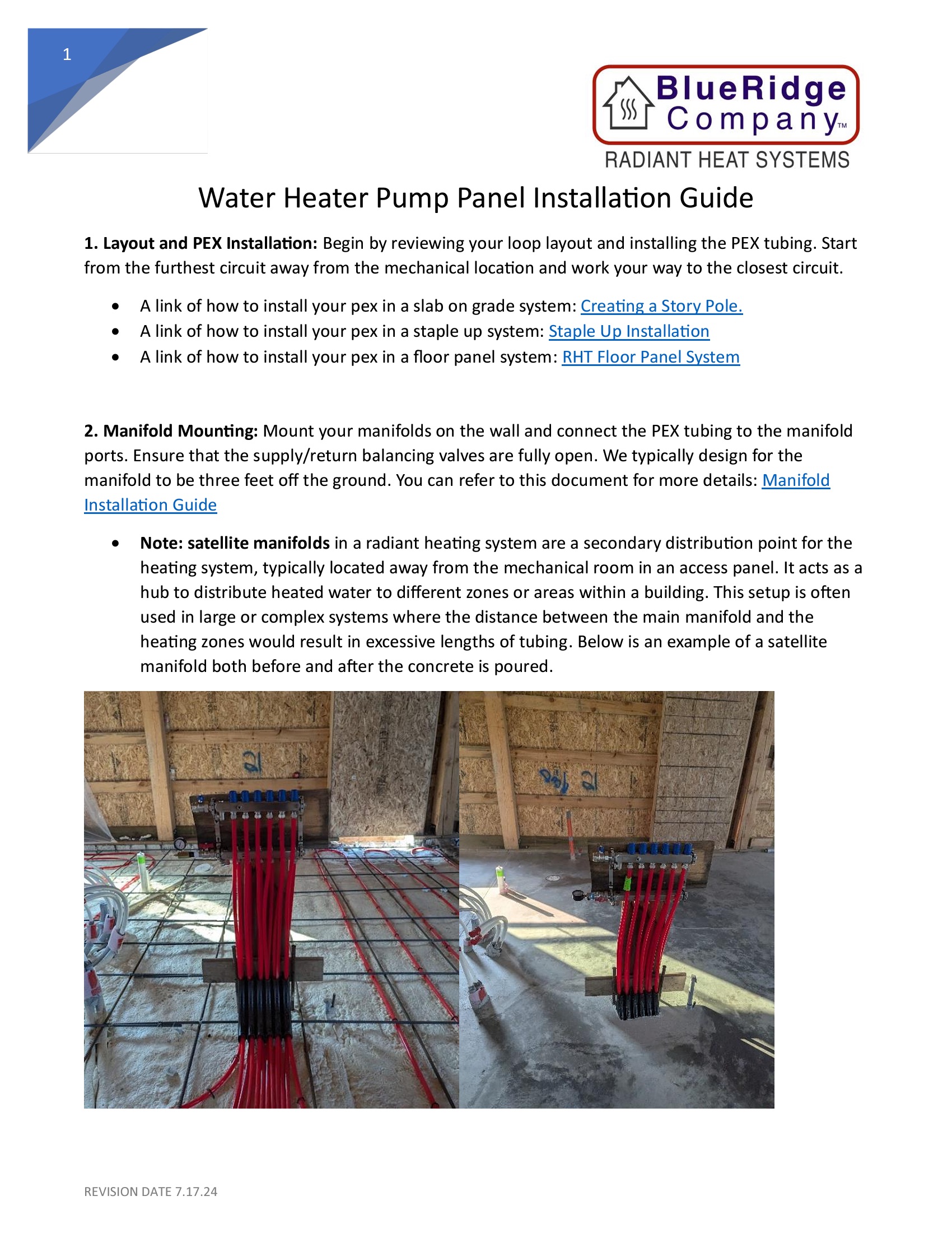 RHT Water Heater Panel Startup Guide — PDF thumbnail
