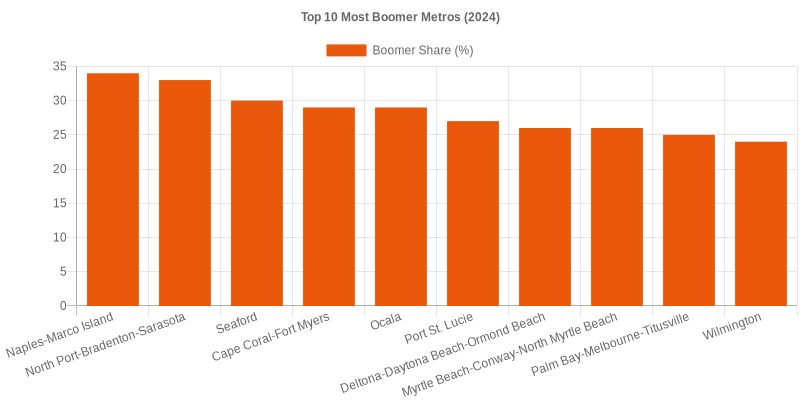 Top 10 Most Boomer Metros (2024)