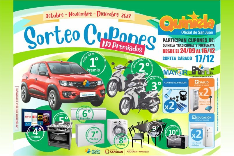 Un auto y dos motos para el sorteo final de Cupones no Premiados de la Caja de Acción Social