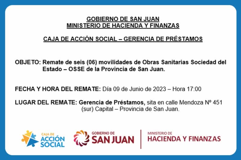 Remate de Seis Movilidades de OSSE