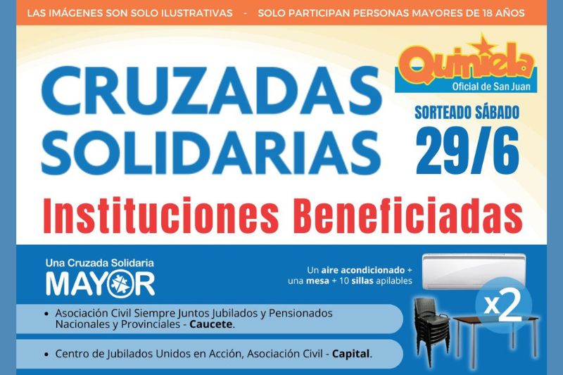 Conocé las 10 instituciones beneficiadas en las CRUZADAS SOLIDARIAS del mes de junio.