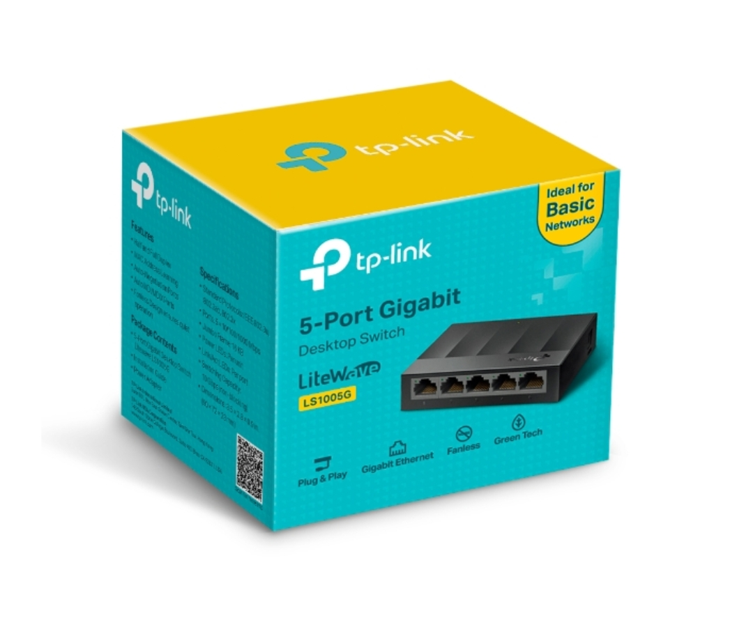 Serie: LiteWave
Puertos incluidos: 5 puertos RJ-45
Tipo de telecomunicación: Store and forward
Capacidad de conmutación: 10 Gbps
Es gestionable: No
Ancho x Profundidad x Altura: 90 mm x 72 mm x 23 mm
Es montable en rack: No