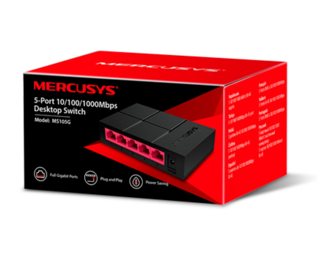 Switch de escritorio de 5 puertos 10/100 / 1,000 Mbps
Cinco puertos RJ45 de autonegociación de 10/100 / 1,000 Mbps con MDI / MDIX automático admitidos
Expansión de red fácilmente cableada
Diseño compacto para disposición flexible
Configuración plug and play, no requiere configuración
La tecnología Green Ethernet ahorra energía hasta en un 82%