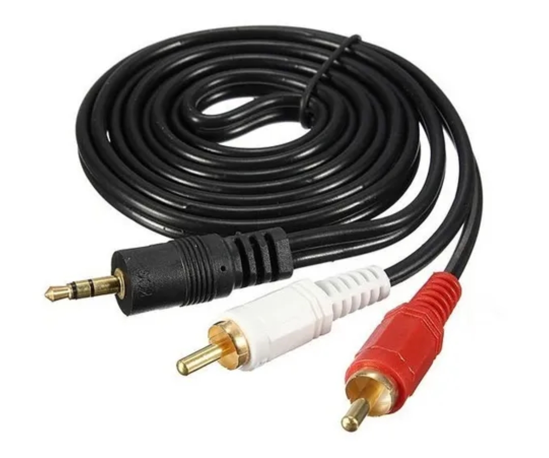 CABLE AUDIO 3.5 A 2 RCA PUNTA DORADA 3MTS