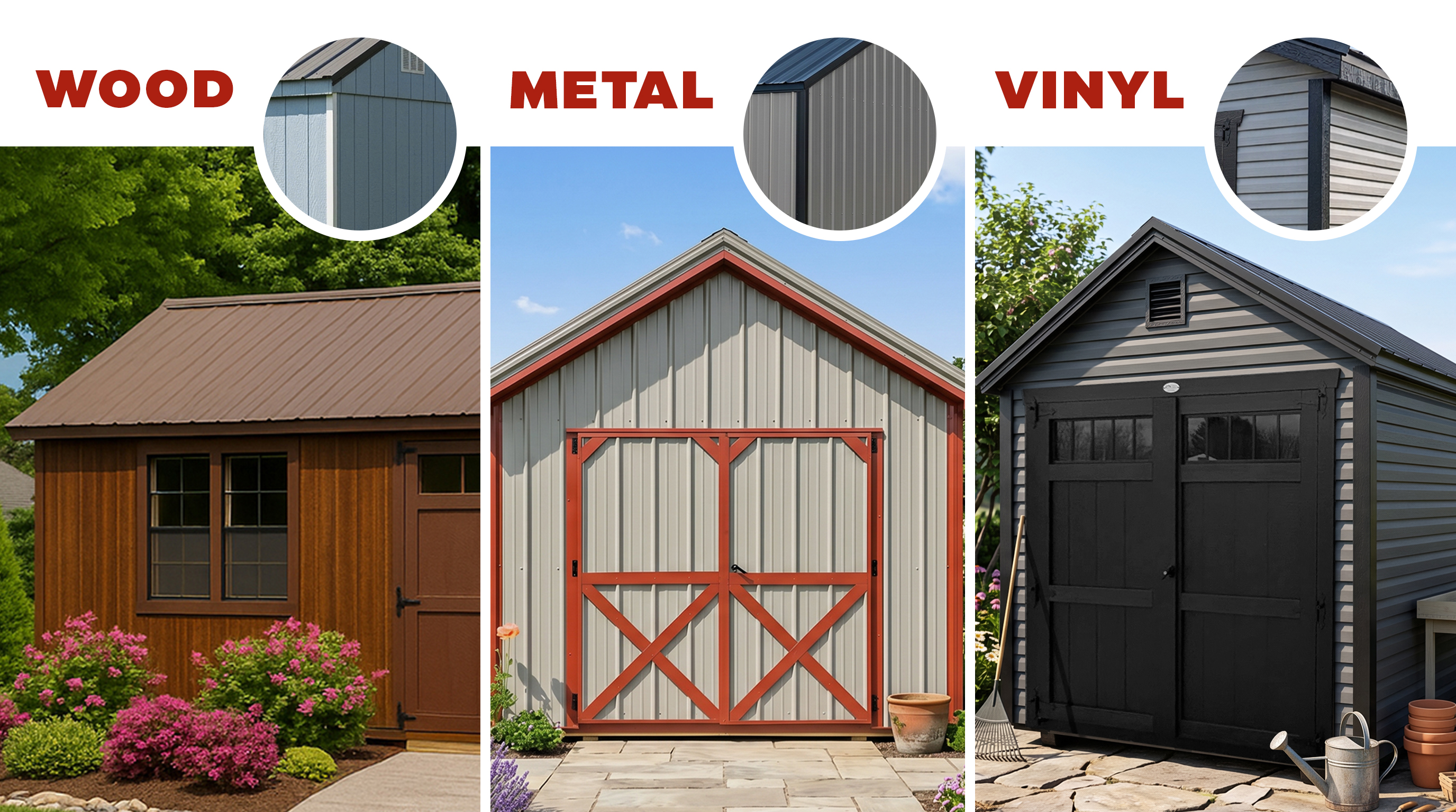 Wood vs. Metal vs. Vinyl Sheds: Which is Best for Your Backyard?