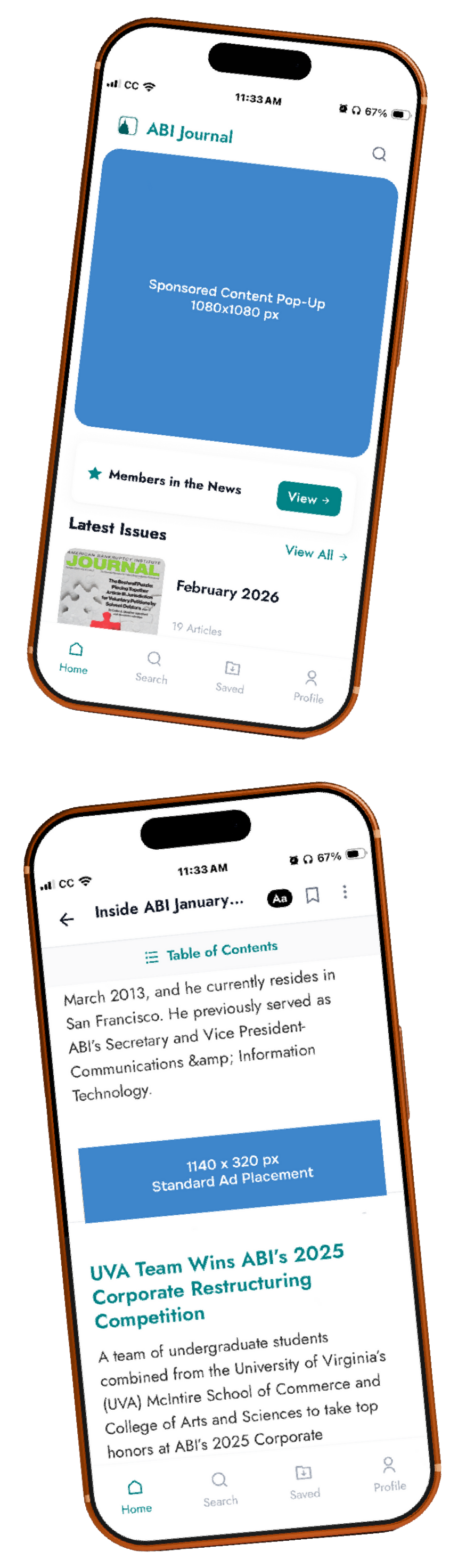 ABI Journal App ad placements
