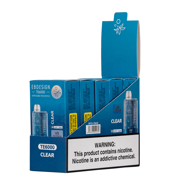 EBDESIGN TE6000 Clear Disposable Vape 5 Pack