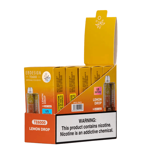 EBDESIGN TE6000 Lemon Drop Disposable Vape 5 Pack