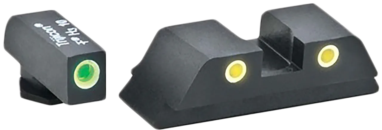 AmeriGlo GL5115 Classic Tritium Sight Set for Glock  Green Tritium White Outline Front Sight-Yellow Tritium White Outline Rear Sight
