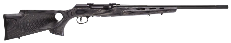 Savage Arms 47005 A17 Target Full Size 17 HMR 10+1 22" Black Heavy Fluted Barrel, High Luster Drilled & Tapped Carbon Steel Receiver, Satin Gray Thumbhole Laminate Stock, Right Hand