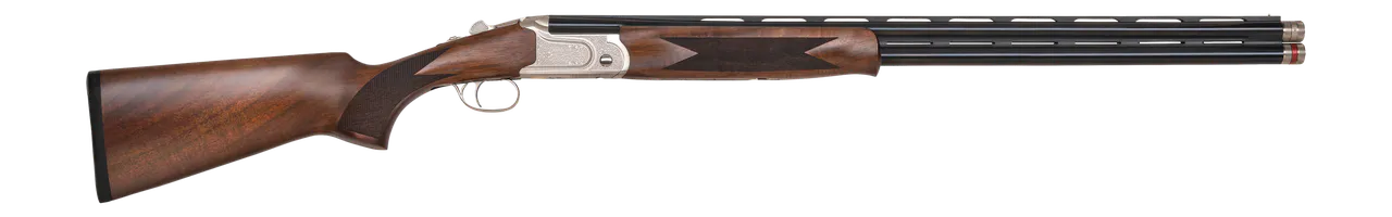 Mossberg 75491 Gold Reserve  16 Gauge Break Open 2.75" 2rd 28" Blue Polished Over/Under Vent Rib Barrel, Silver w/Engraved Scroll & Gold Inlay Receiver, Fixed Grade A Walnut Stock