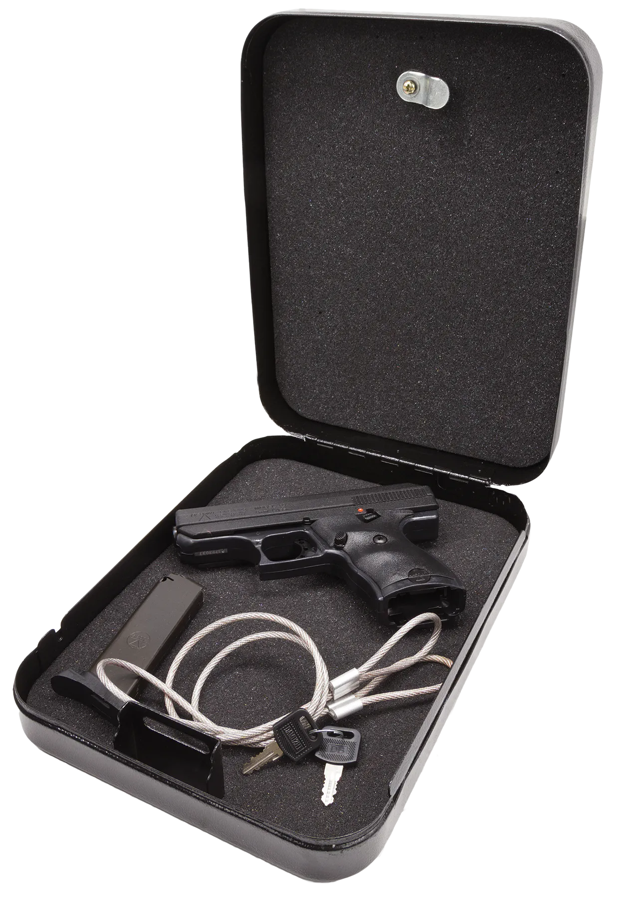 Hi-Point 916HSP CF Home Security Package 9mm Luger 8+1 3.50" Black Steel Barrel Black Powder Coated/Chrome Serrated Steel Slide Black Polymer Frame Black Polymer Grip, Keyed Lock Box
