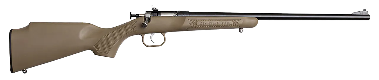 Crickett KSA2235 Youth  22 LR 1rd 16.12" Blued Barrel & Receiver, Fixed Front/Adjustable Rear Peep Sights, Desert Tan Synthetic Stock w/11.5" LOP, Rebounding Firing Pin Safety