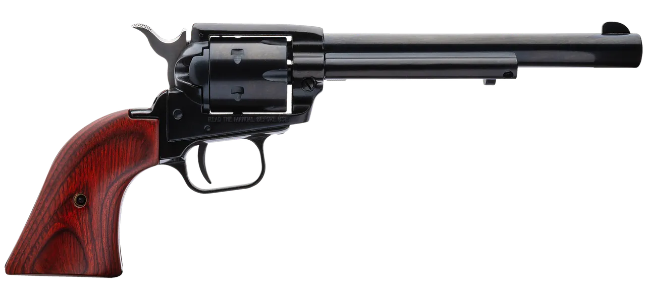 Heritage Mfg RR22B6 Rough Rider  22 LR 6 Shot, 6.50" Black Steel Barrel, Black Zinc Alloy Frame, Black Cylinder, Cocobolo Grip, Hammer/Thumb Safety, Exposed Hammer