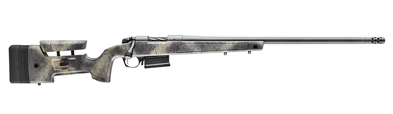 Bergara Rifles B145371 B-14 Wilderness HMR 308 Win 5+1 20" Threaded, Sniper Gray Cerakote Barrel/Rec, Adj. SoftTouch Woodland Camo Stock with Mini-Chassis, Omni Muzzle Brake