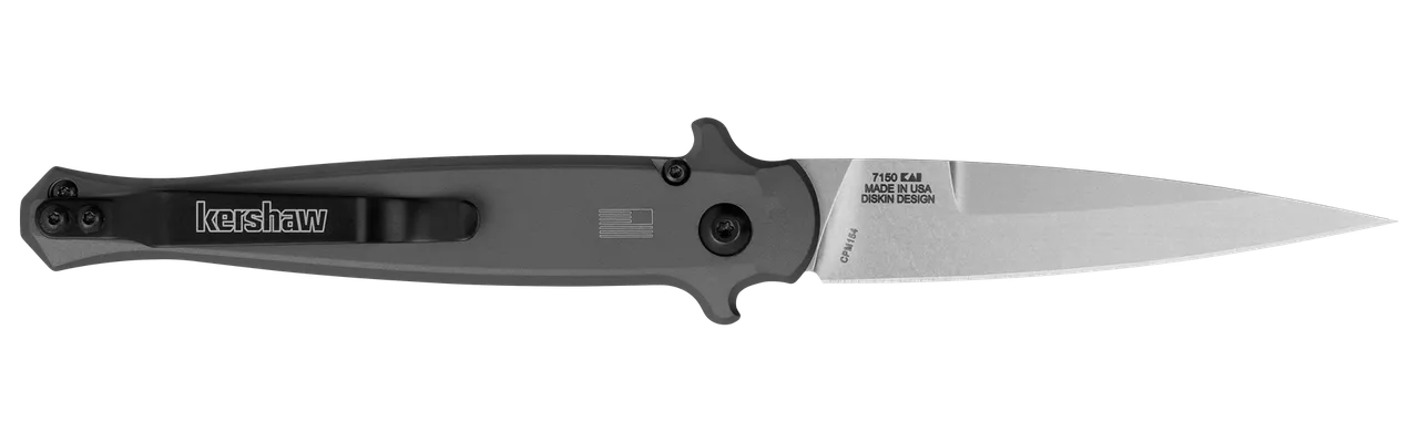 Kershaw 7150 Launch 8 3.50" Folding Spear Point Plain Stonewashed CPM 154 SS Blade Gray w/Insert Aluminum/Carbon Fiber Handle Includes Pocket Clip