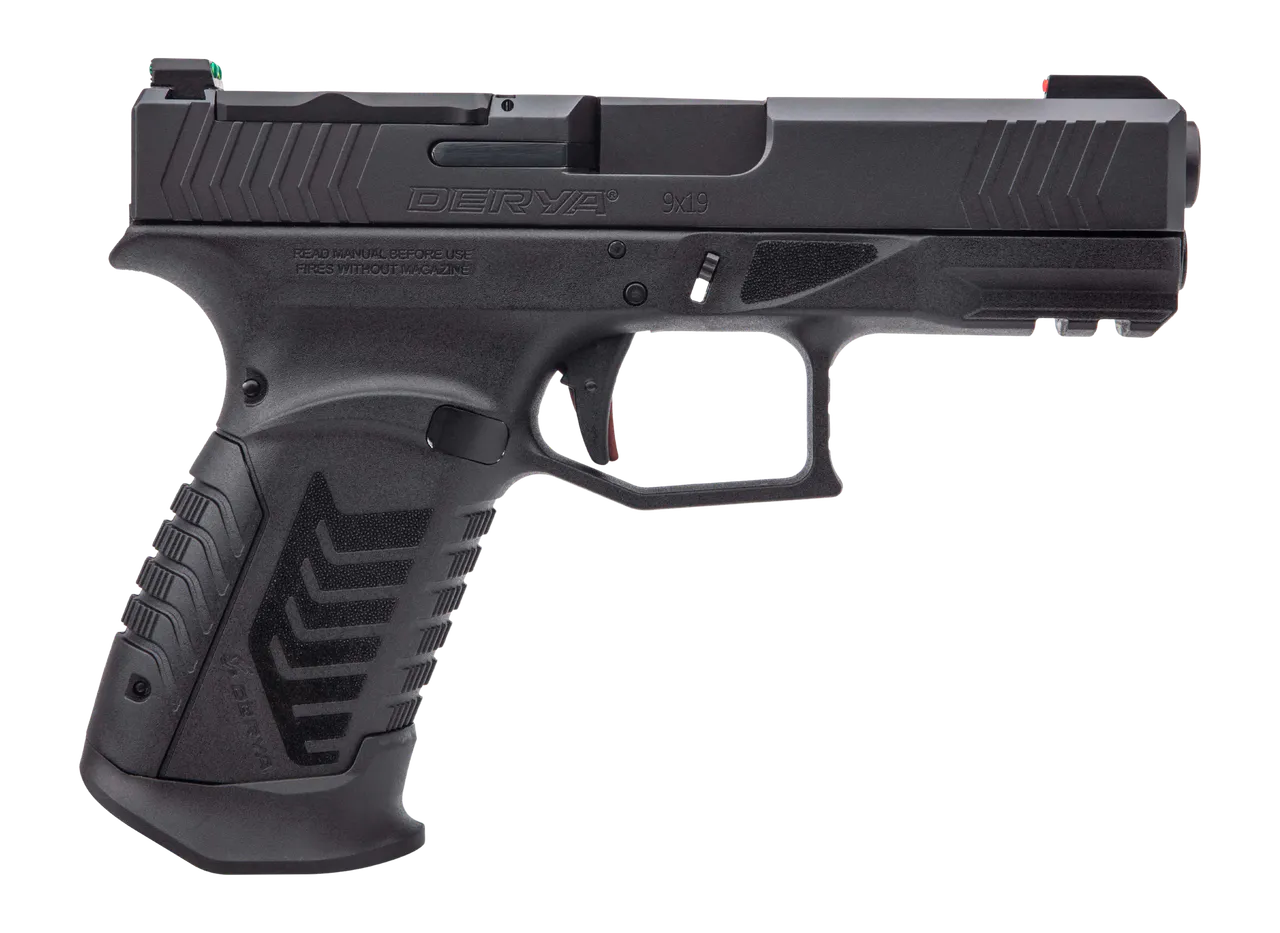 Derya Firearms DY9.MA.US DY9 MA Compliant 9mm Luger 10+1 3.86" Black Melonite Alloy Steel Optic Ready/Serrated Slide, Black Polymer Frame w/Picatinny Rail, Interchangeable Backstrap Grip