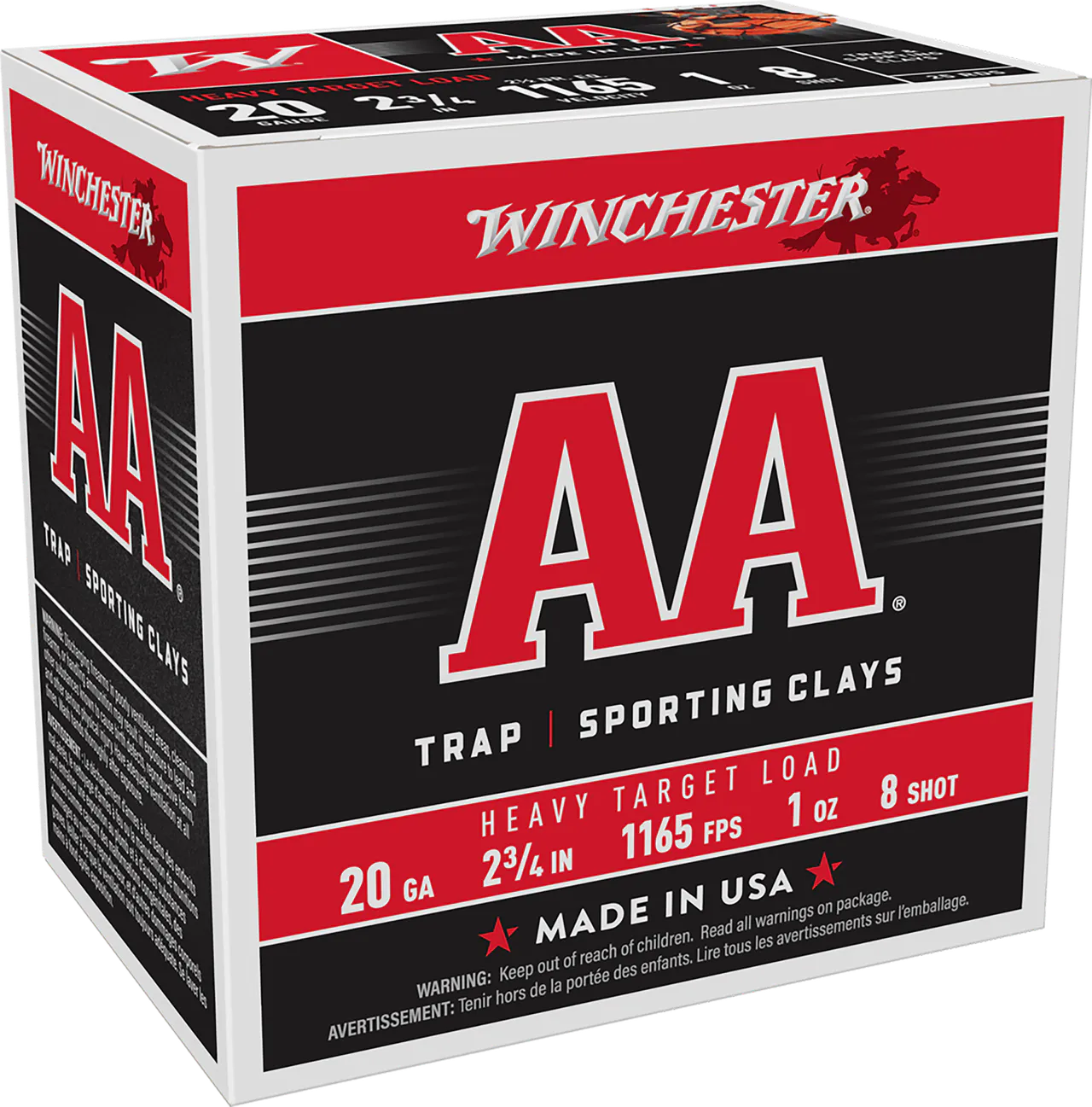 Winchester Ammo AAH208 AA Heavy 20Gauge 2.75" 1oz 8Shot 25 Per Box/10 Case