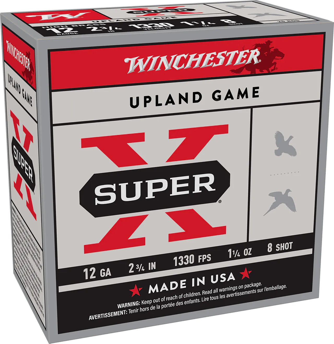 Winchester Ammo X128 Super X Heavy Game Load High Brass 12Gauge 2.75" 1 1/4oz 8Shot 25 Per Box/10 Case