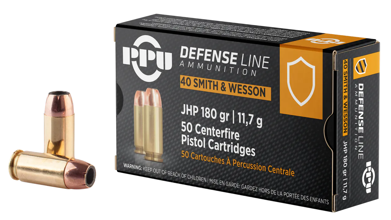 PPU PPD40 Defense 40S&W 180gr Jacketed Hollow Point 50 Per Box/10 Case