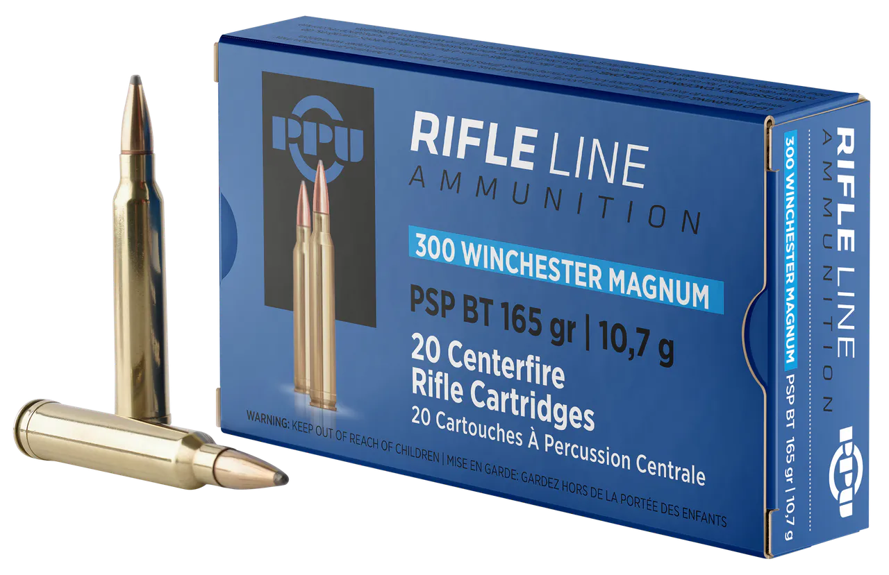 PPU PP3002 Standard Rifle  300WinMag 165gr Soft Point Boat Tail 20 Per Box/10 Case