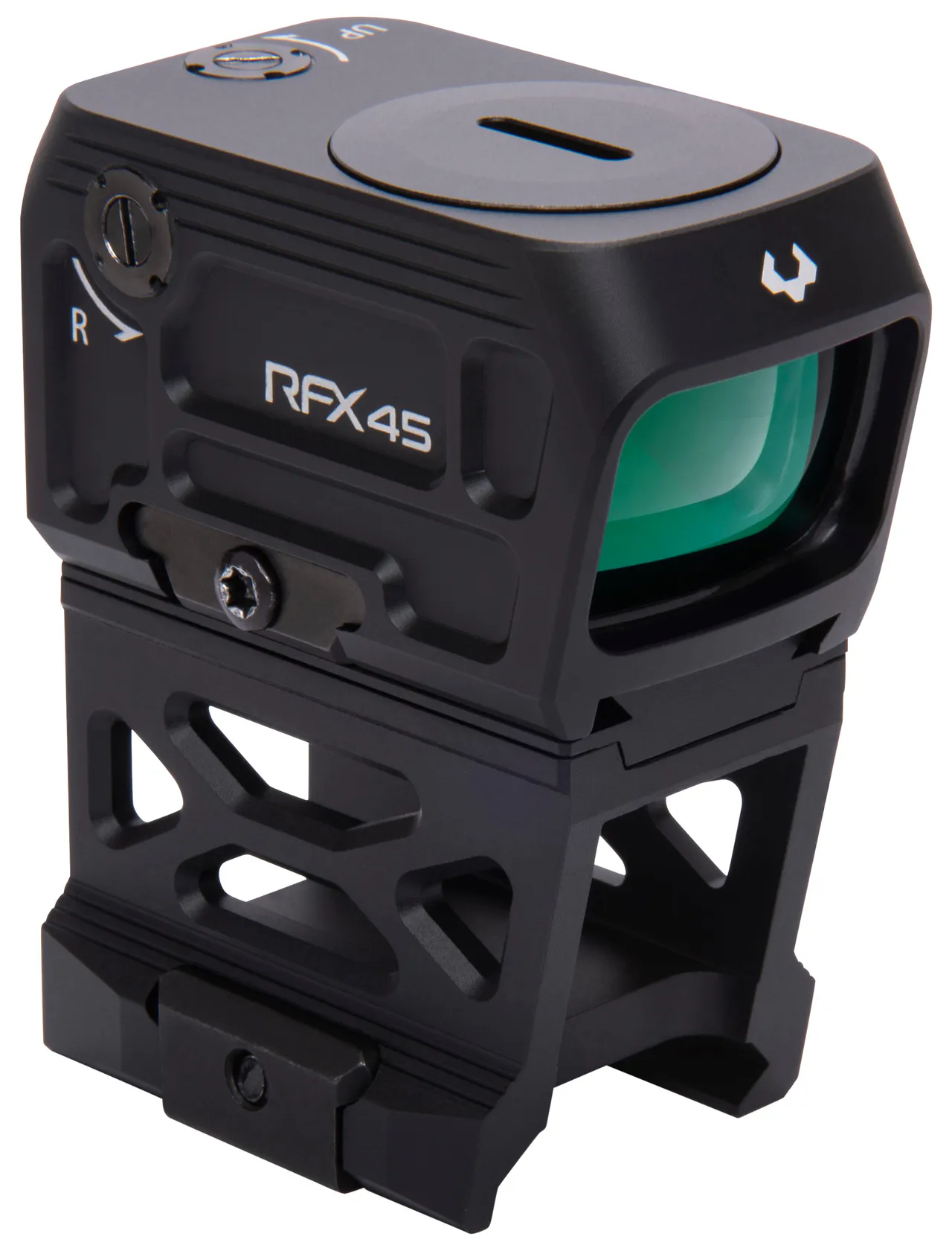 Viridian 9810060 RFX45  Black Anodized 1 x 24 mm x 15.5 mm 5 MOA Green Dot ACRO/Picatinny High 1/3 Cowitness Mount