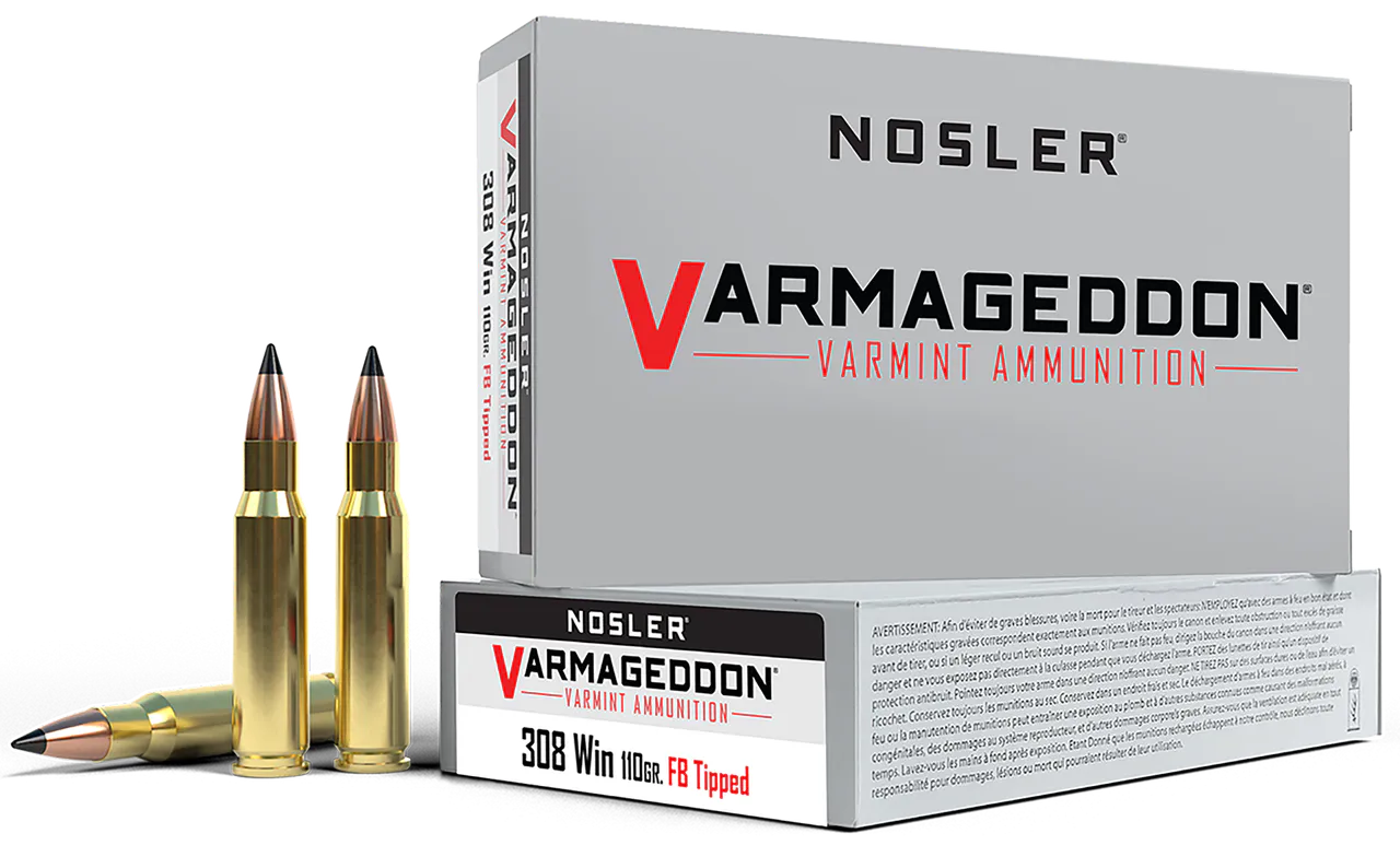 Nosler 40272 Varmageddon  308Win 110gr Flat Base Tipped 20 Per Box/10 Case