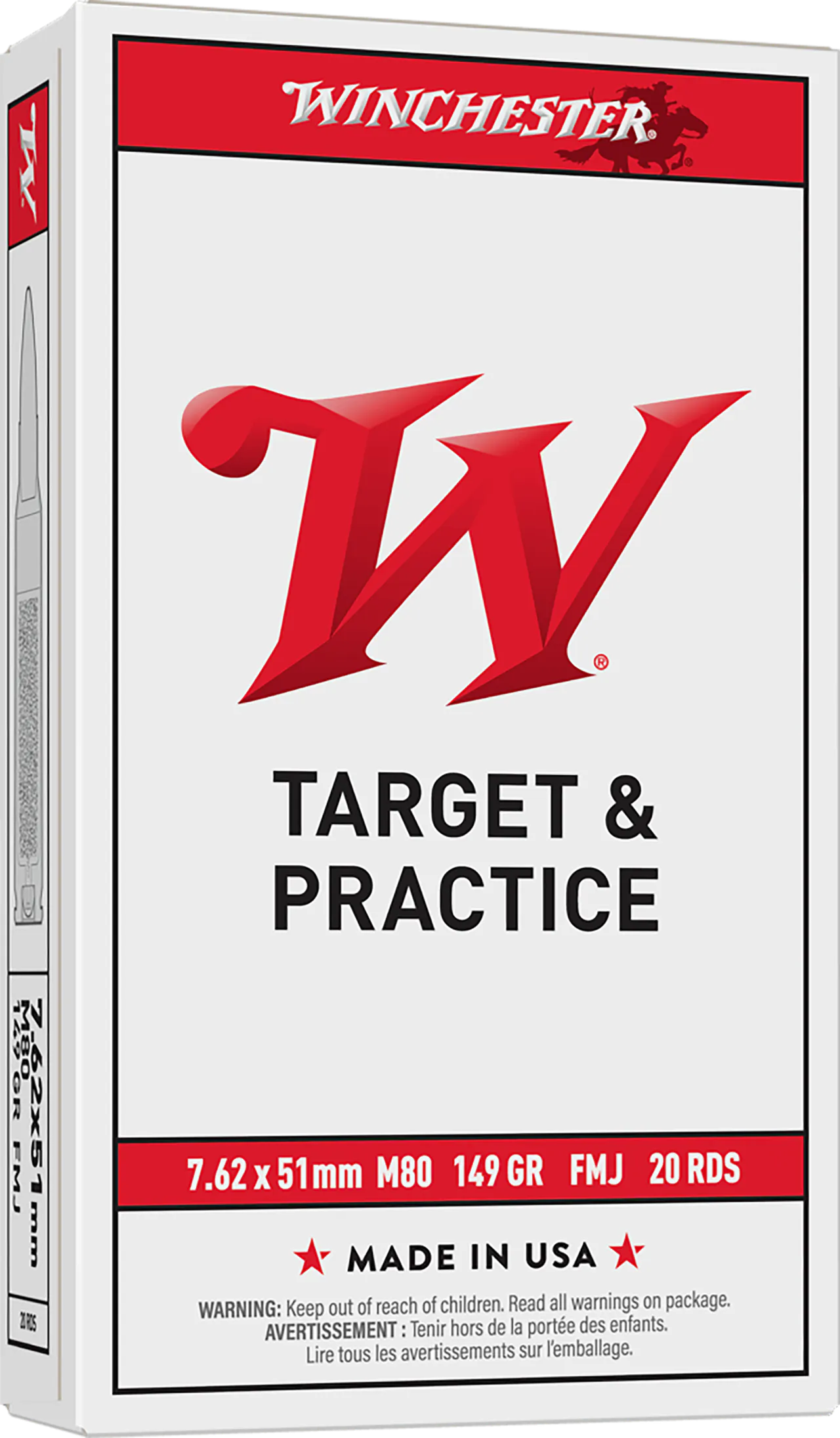 Winchester Ammo WM80 USA M80 7.62x51mmNATO 149gr Full Metal Jacket Lead Core 20 Per Box/25 Case
