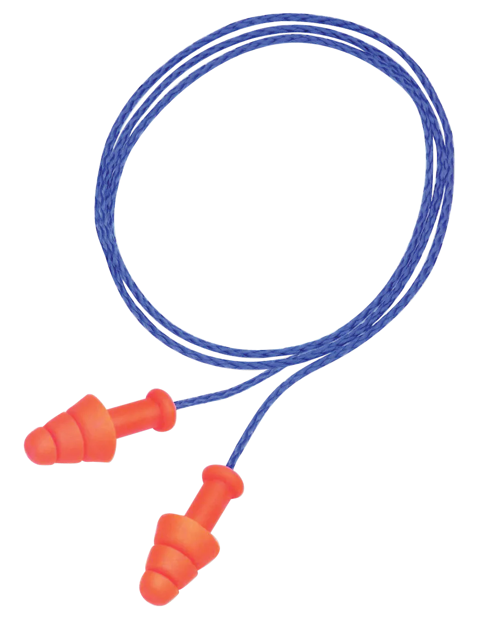 Howard Leight R01520 Corded Ear Plugs Smart Fit Foam 25 dB Behind The Neck Orange Ear Buds with Blue Cord Adult 2 Pair
