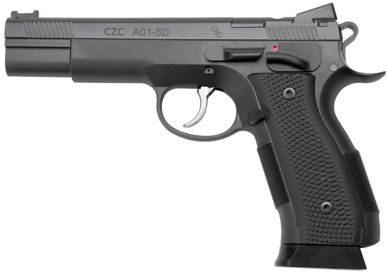 Cz Custom Shop 96333 A01-SD  9mm Luger 19+1 5" Match Grade Bull Barrel, Black Optic Cut/Serrated Steel Slide, Black Polycoat Steel Frame w/Beavertail, Black G10 Grip, Short Dustcover
