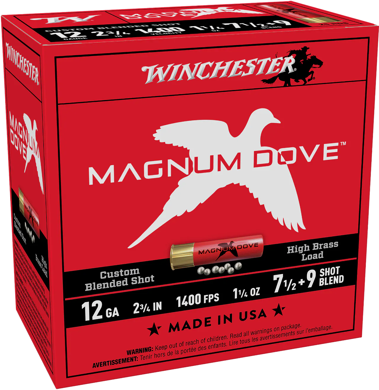 Winchester Ammo MD1279 Magnum Dove 12Gauge 2.75" 1 1/4oz 7.5/9Shot 25 Per Box/10 Case