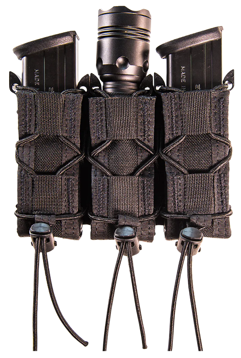 High Speed Gear 11PT03BK TACO Mag Pouch Triple Black Nylon MOLLE Belts 2" Wide Compatible w/ Pistol