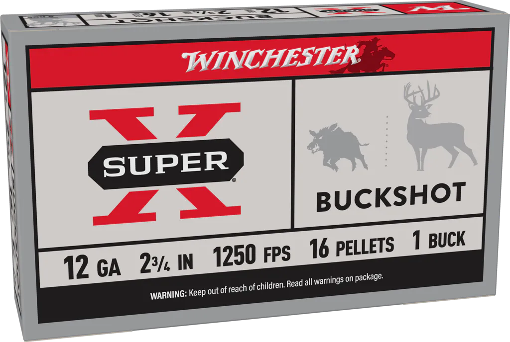Winchester Ammo XB121 Super X  12Gauge 2.75" 1Buck Shot 5 Per Box/50 Case