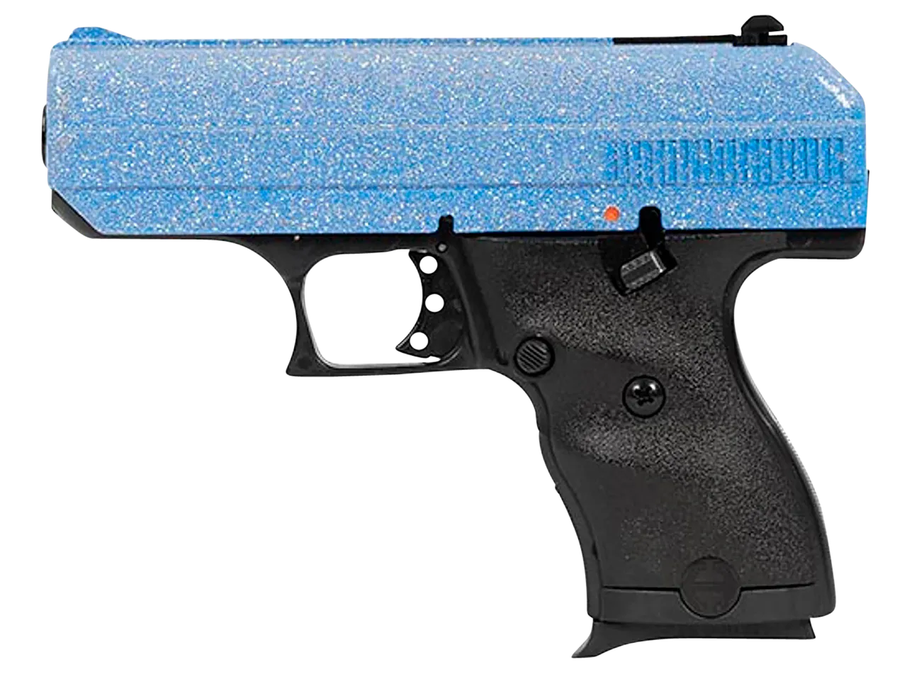 Hi-Point 916BLSP C9  9mm Luger 8+1 3.50" Black Steel Barrel, Hydro-Dipped Blue Sparkle Serrated Slide, Black Polymer Frame, Black Polymer Grips